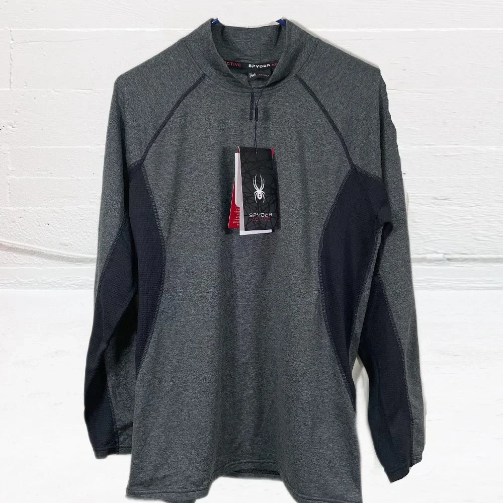 Spyder Men's Active Performance Pullover long sleeve Size M Dark Gray - Picture 1 of 7